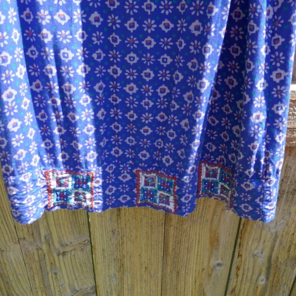 Irving & Fine Womens Large Dress Tank Sleeveless Floral Blue Blouson Pullover - Picture 6 of 8